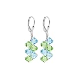 New Sterling SILVER Leverback Green Swarovski Crystal Earrings #scer045