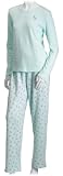 Carole Hochman Womens Thermal Pajama Set with Gift Bag, Mint Roses