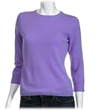 Red Moon Womens 3/4 Sleeve Cashmere Crew Neck Sweater with Detail Trim