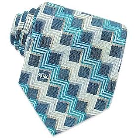 Valentino Denim Blue Geometric Woven Silk Tie by Valentino