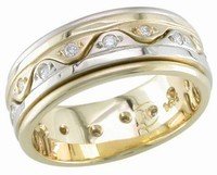 14K Two Tone Diamond Wedding Band 0.36 TCW