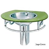 Decolav Sage Green Glass Vanity Lavatory Sink Stainless