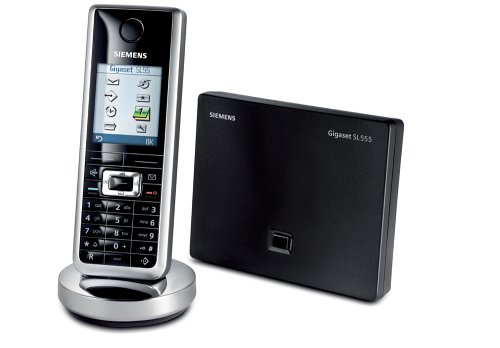 Festplatten: Siemens Gigaset SL555 Schnurloses DECT-Hightech-Telefon mit Farbdisplay und integriertem Anrufbeantworter, lackschwarz