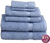 Pike Street 100% Egyptian Cotton 725-Gram 6-Piece Towel Set, Bluestone