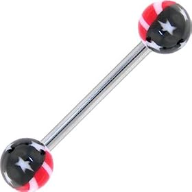 Red Black AMERICAN FLAG Barbell Tongue Ring