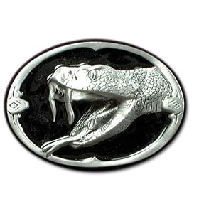 Snake Bite Fanged Pewter Belt Buckle by SD