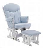 Multiposition Adjustable Glider and Ottoman Combo - White/ Blue
