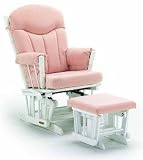 Multiposition Adjustable Glider and Ottoman Combo - White/ Pink