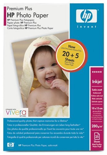 Heimkinosysteme: Hewlett Packard PREMIUM PLUS Fotopapier 10X15 25 Blatt seidenmatt