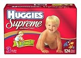 Huggies Supreme Baby-Shaped Diapers, Size 3 (16-28 Lbs), Pack of 124 Diapers