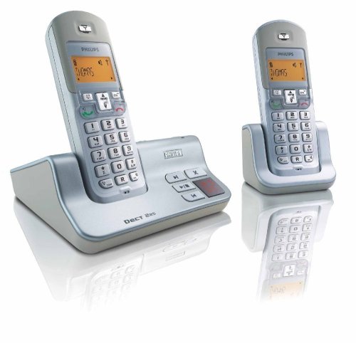 Projektoren: Philips DECT 225 Duo schnurloses Telefon mit Anrufbeantworter zweites Mobilteil
