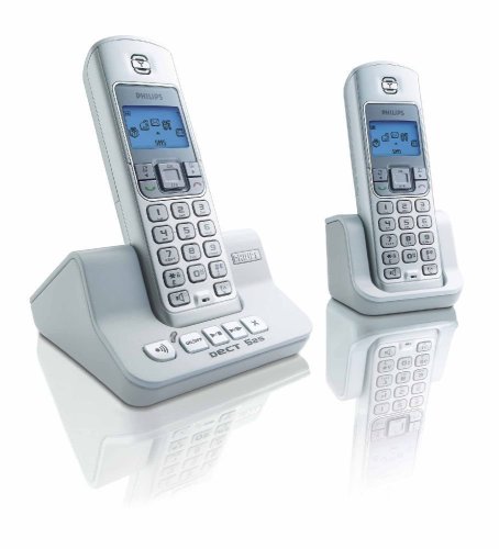 Projektoren: Philips DECT 525 Duo schnurloses Telefon SMS-Funktion 300 Std. Standby Anrufbeantworter mit zweitem Mobilteil
