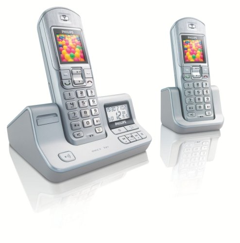 Projektoren: Philips DECT 727 Duo schnurloses Telefon Farbdisplay SMS-Funktion Spiele Anrufbeantworter mit zweitem Mobilteil