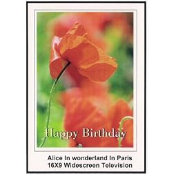 Alice In Wonderland in Paris: Widescreen TV.: Greeting Card: Happy Birthday