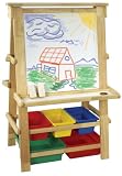 Natural Wood Easel with Plastic Bins