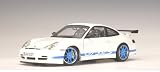 1/18 PORSCHE 911 GT3 RS 2004 ( WHITE )( W/ BLUE STRIPE ON TWO SIDES )