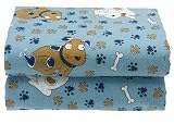 Divatex Twin Blue Bow Wow 100% Cotton Flannel Sheet Set