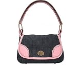 MIU MIU 'DENIM TWIGGY/RR0650' Blue Denim Pink Leather Shoulder Handbag - Jade Boutique