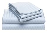 Royal Opulance 1000 Thread Count 100% Cotton Sateen Stripe Queen Sheet Set, Sky Blue