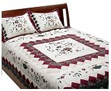100% Cotton Green Vine King Quilt Set with Sham