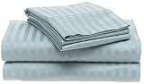 Royal Opulance 1200 Thread Count 100% Cotton Sateen Stripe King Pillow Case Set, Light Teal