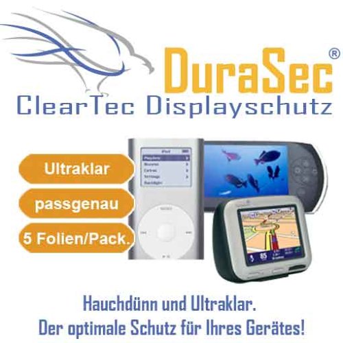 Zubeh&ouml;r: 5 x DuraSec ClearTec Displayschutzfolie f�r Samsung Navigation Mobile TV