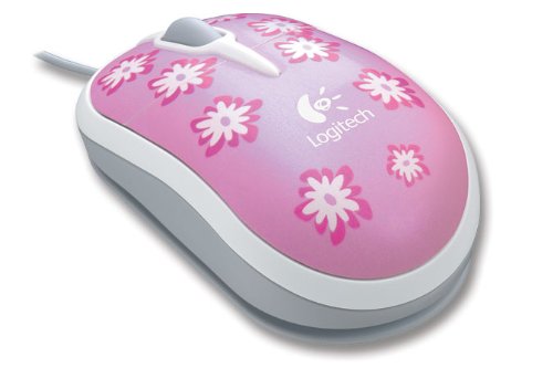 Lautsprecher: Logitech Flower Mouse Maus optisch USB 3 Tasten + Tastenrad Rosa