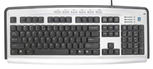 Elektronik und Foto: A-Four Tech KLS-23MU Tastatur USB 105 Tasten MS W95 D Silber