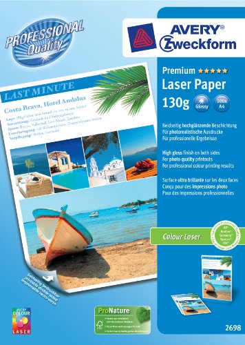 Elektronik Und Foto: Avery Zweckform 2698 Premium Fotopapier A4 f�r Farblaserdrucker,beidseitig bedruckbar 130g 100 Blatt