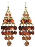 Party Girl Faux Mother of Pearl Chandelier Earrings -Bronze