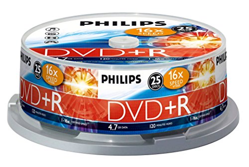 Projektoren: Philips DVD+R Disk 25Pk. DVD+R Rohling 4700 MB 120 Minuten 16 x Speed Spindel