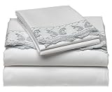 Touch of Paradise Butterfly 270-Thread-Count 100% Cotton Embroidered King Sheet Set, Mint