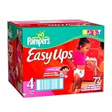 Pampers Easy Ups Absorbent Pants for Girls, Size 4, Large Pack, 72 Easy Ups