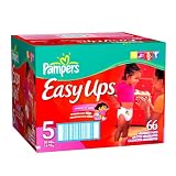 Pampers Easy Ups Absorbent Pants for Girls, Size 5, Large Pack, 66 Easy Ups
