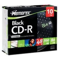 MP3 Player: Memorex CD-R 700MB 48x 10er Pack Slim Case CD-Rohlinge schwarz