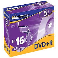 MP3 Player: Memorex Professional DVD+R 4.7GB 16x 5er Pack Slim Case DVD-Rohlinge