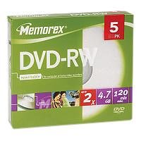 MP3 Player: Memorex Professional DVD-RW 2x 4.7GB 5er Pack Slim Case DVD-Rohlinge