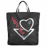 Prada Logoed Black Nylon Large Tote Bag