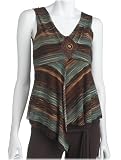 JTB Womens Jacqaurd Stripe Diamond Inset Sleeveless Shirt