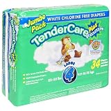 TenderCare Diapers Plus Jumbo Pack, Size 4 - Large (22-35lbs), Case Pack, Four - 34 Count Packs (136 Diapers)