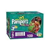 Pampers Baby-Dry Diapers, Size 6, Value Pack, 92 Diapers