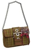 Prada Women's Small Plaid with Jewelled Heart Accent and Grommet Flap Closure Handbag, Felce