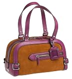 Prada Women's Suede and Leather Bowling Bag, Moka