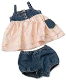 Floral Print Jumper/Panty - Denim/Pink: 9 - 12 Months