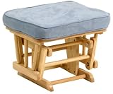 Matching Ottoman For Sleigh Gilder Chair In Natural With Blue Cushion