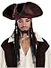 Disney Licensed Captain Jack Sparrow Tricorn Pirate Hat with Beaded Braids Attached Wig
