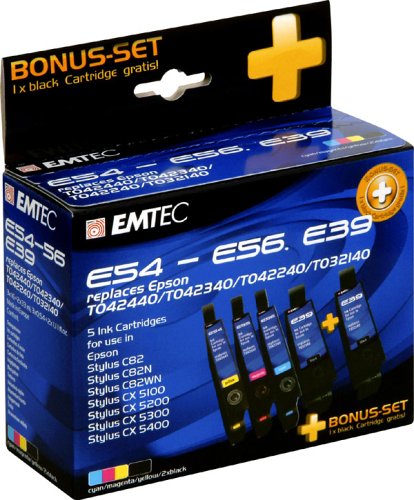 Drucker: Emtec Tintenpatrone Multipack 1x E54; 1x E55; 1x E56; 2x E39 entspricht Epson TO32140, TO42440, TO42340, TO42240