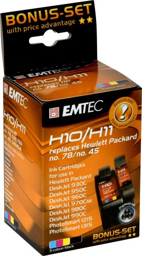 Drucker: Emtec Tintenpatrone Multipack 1x H11; 1x H10 entspricht Hewlett Packard 51645A Nr. 45, 6578A/D Nr. 78