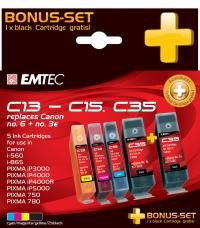 Drucker: Emtec Tintenpatrone Multipack 1x C13; 1x C14; 1x C15; 2x C35 entspricht Canon BCI-3eBK, BCI-6C, BCI-6M, BCI-6Y
