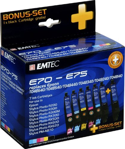 Drucker: Emtec Tintenpatrone Multipack 1x E70; 1x E71; 1x E72; 1x E73; 1x E74; 2x E75 entspricht Epson TO48140, TO48540, TO48440, TO48340, TO48240, TO48140